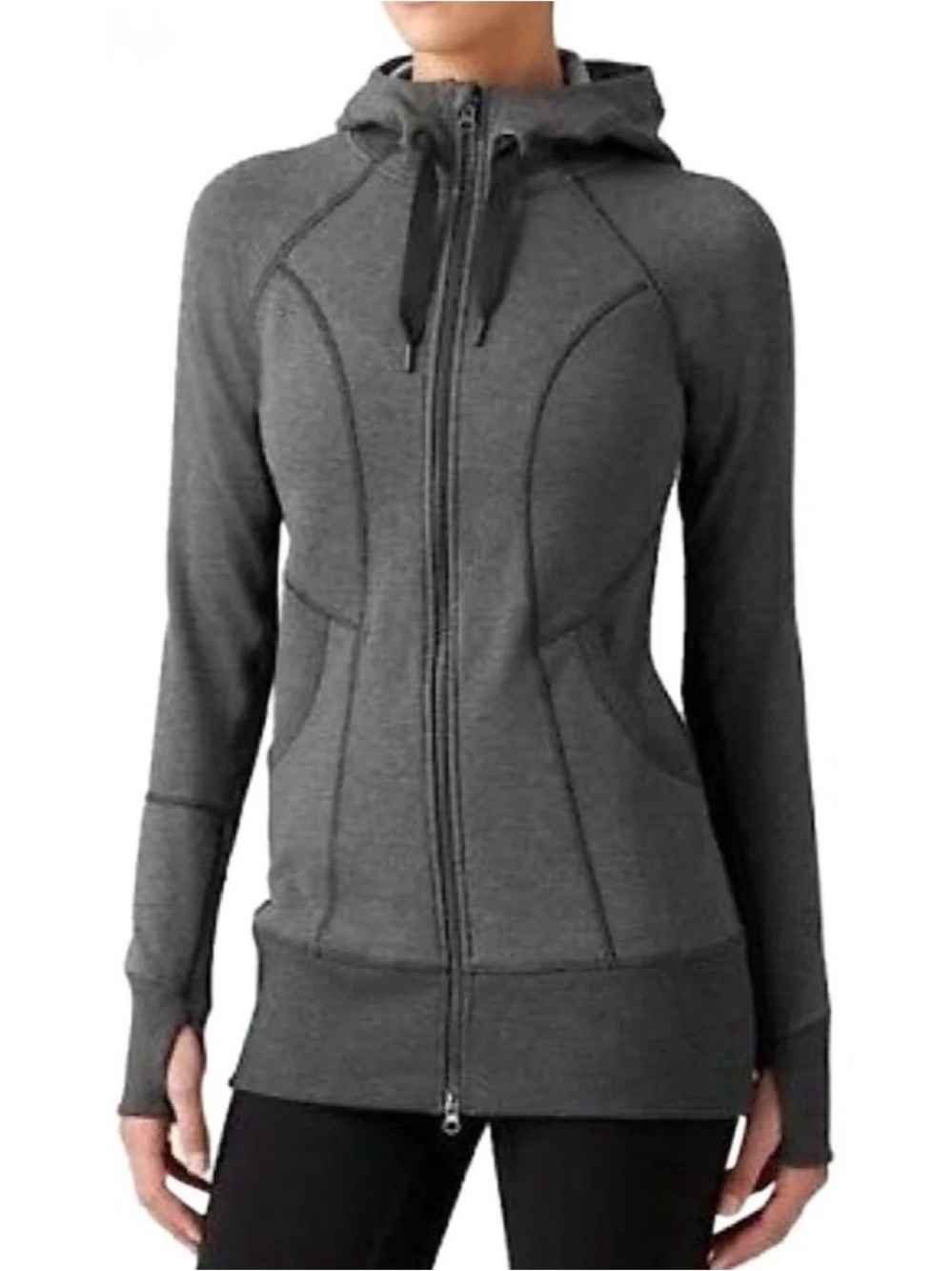 Athleta CYA Strength Hoodie Charcoal Gray Hooded Full-Zip Sweatshirt Sz 6 Casual